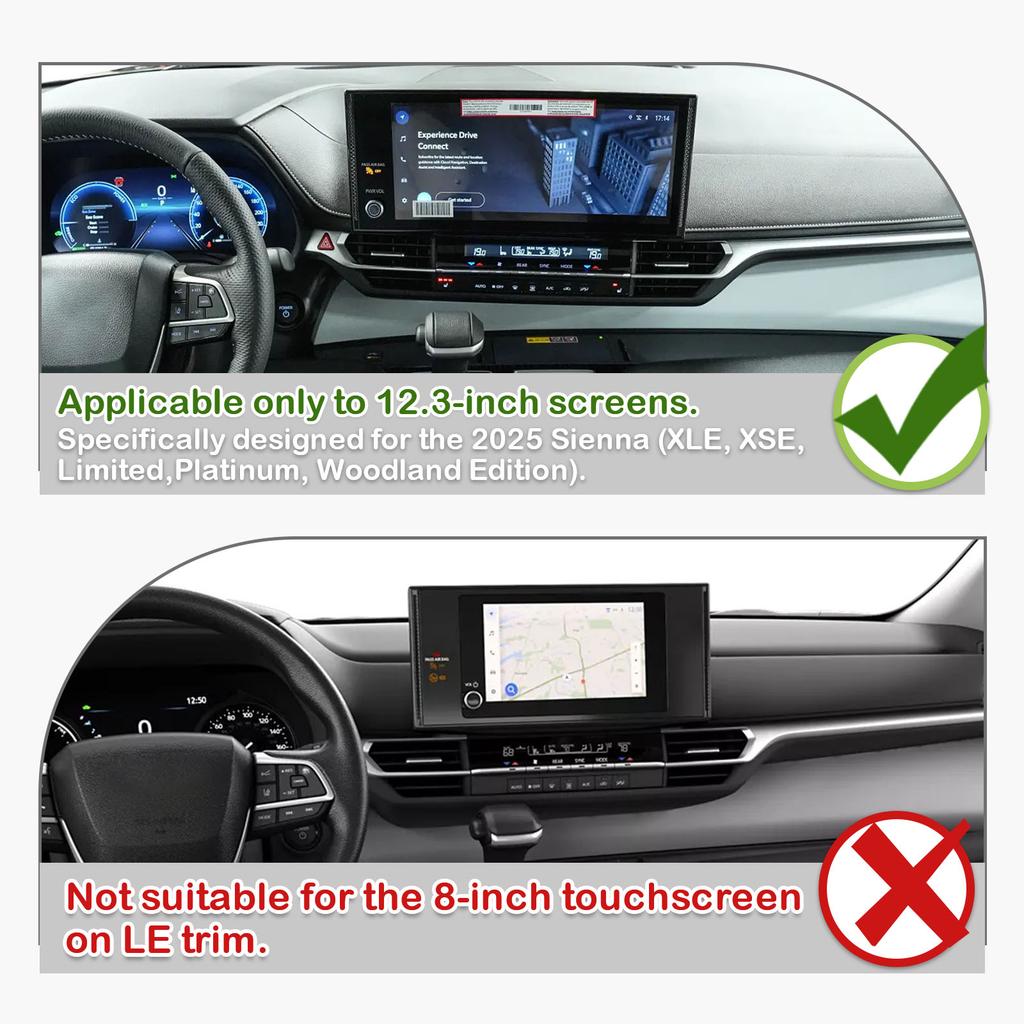 Center Console Dashboard Storage Box Behind Screen for Toyota Sienna 2025 XLE/XSE/Limited/Platinum Dash Board Organizer 12.3Inch