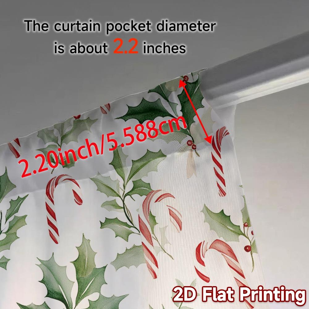 2pcs,Curtains Christmas Candy Cane Holly Botanical (3) Chic Curtains&Drapes Semi-Sheer Curtains Room Decor Perfect for Living