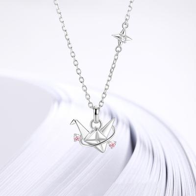 Thousand Paper Crane Pendant Necklace Annual Light Luxury Fashion Versatile Premium Sense Clavicle Chain