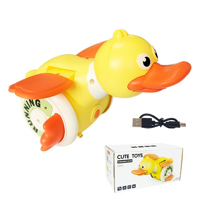 Kid Electric Musical Dancing Duck Simulated Foraging Free Rotation Duck Sound&Light Tummy Time Toys Crawling Toys for New Born