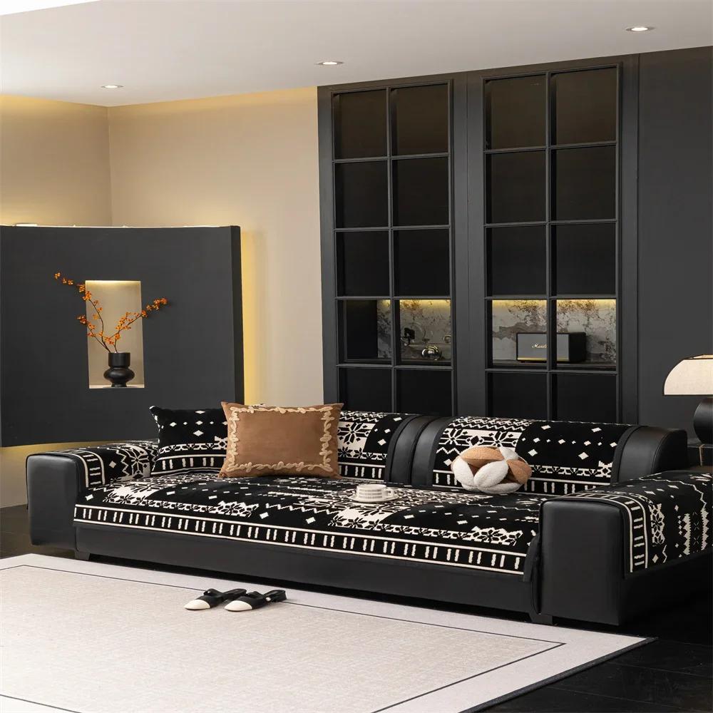 Simple Wind Thickened Soft Waxy Sofa Cushion  New Autumn and Winter One-piece Non-slip Sofa Cover Cross-border