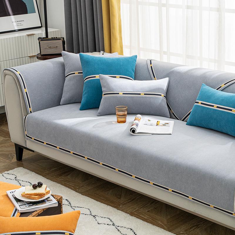 Leichter Luxus-Stil, neuer Sofakissenbezug aus Chenille-Leder, für alle Jahreszeiten, universell, rutschfest, schlicht, modern, für den Sommer