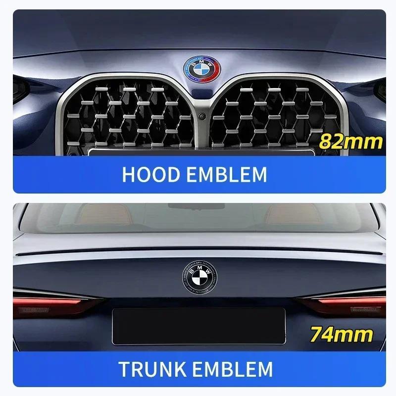 Emblemi logo distintivi baule posteriore 74mm 82mm cofano anteriore baule per BMW F18 F10 E64 E63 E60 E52 E83 E46 E92 E90 E84 E93 G03 F20 X3 X5 X6