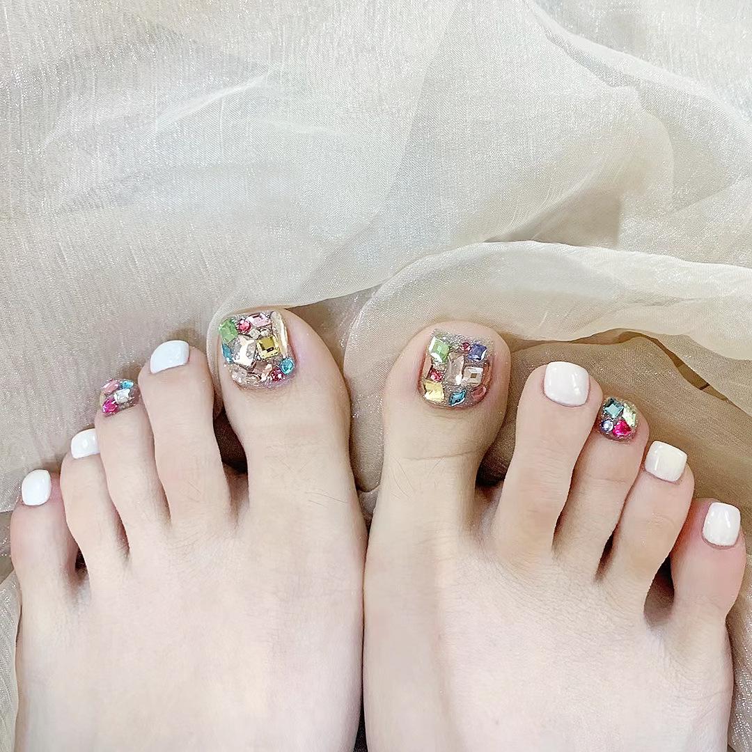 

J71 Five-Color Big Diamond Nail Art Master Toenail Patches - Flashy, Wearable, Finished Manicure False Nail Patches J71-Five-color Big Diamond [Glue-on]