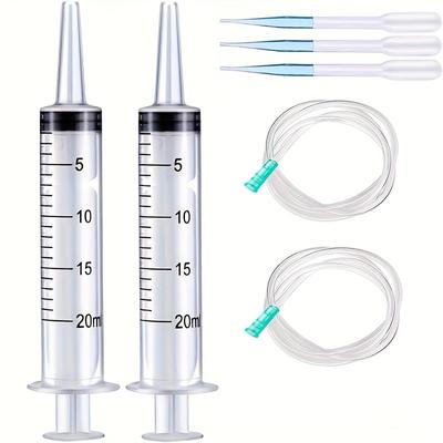 2 Sätze mit 20-ml-Kunststoffspritzen, Flüssigkeitsmessspritzenwerkzeug, 3-ml-Tropfer 3, mit zwei durchsichtigen 39-Zoll-Ernährungsschläuchen