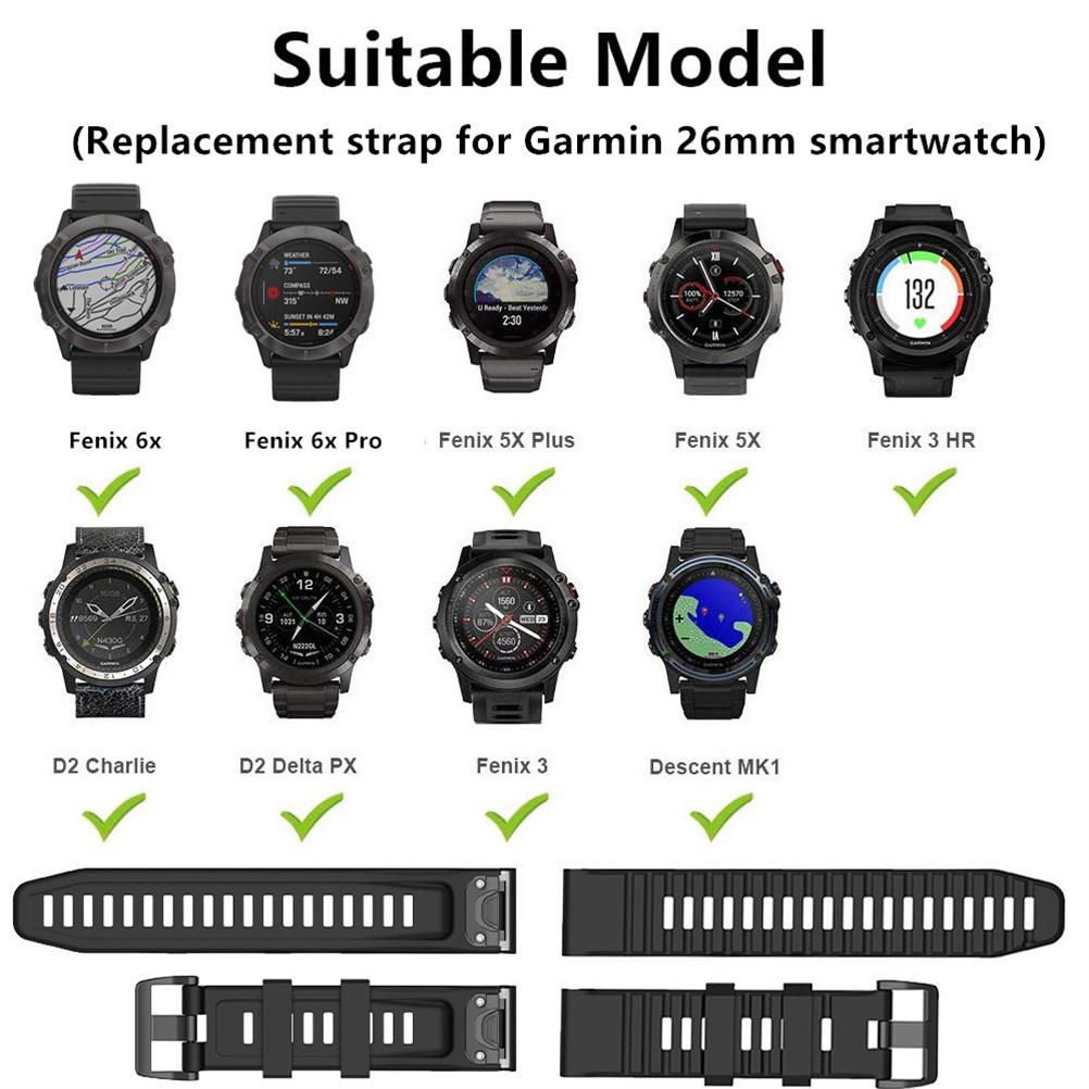 Replacement Straps Compatible for Garmin Fenix 7X Fenix 6X GPS Fenix 6X PRO Watch Silicone Strap 26mm Quick Release