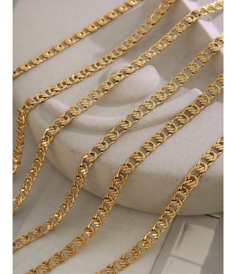 European & American Hip Hop Retro Bracelet & Necklace Set: 18K Gold Titanium Steel Chain, Stainless Steel, Personalized Design