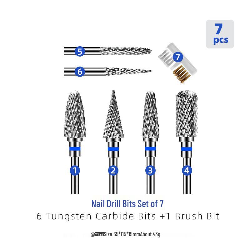 Tungsten Steel Nail Drill Set with Ceramic Grinding Heads for Cuticle Removal and Nail Polishing