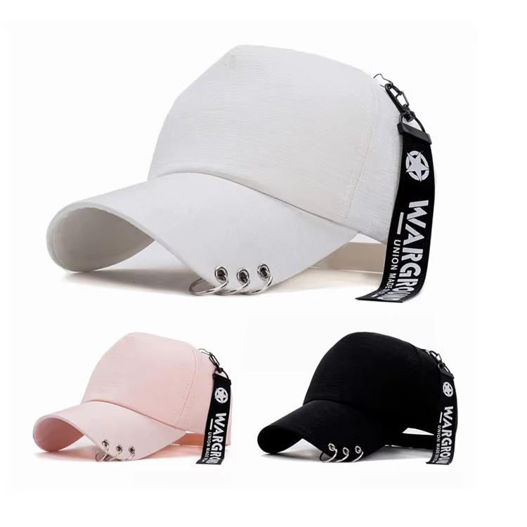 Baseball Cap Hat Iron Ring Spring Summer Autumn Punk Hip Hop Rock Adjustable Unisex Men Women Outdoor Casual Cotton Snapback