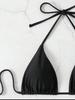 2025 Damen einfarbiger Träger-Bikini Zweiteiler - Europäischer & Amerikanischer Stil, Sexy Split-Design