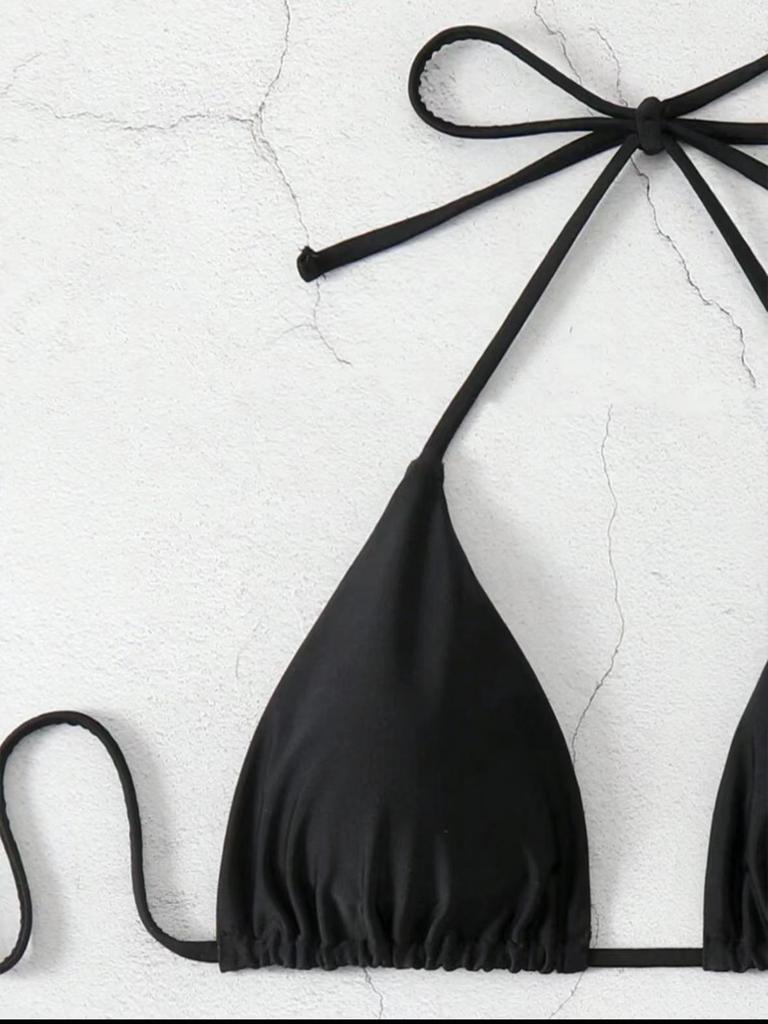 2025 Damen einfarbiger Träger-Bikini Zweiteiler - Europäischer & Amerikanischer Stil, Sexy Split-Design