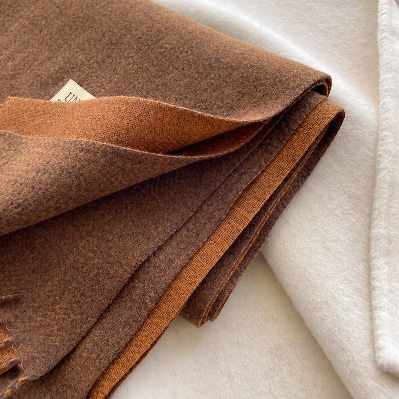 Double-sided solid color imitation cashmere scarf women's winter new thickened warm scarf student scarf shawl