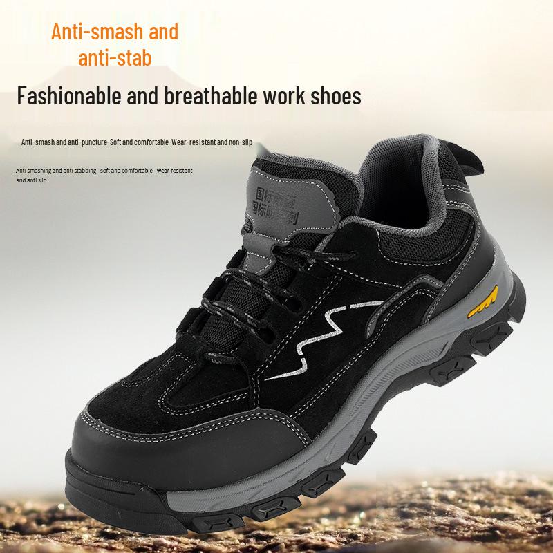 Herren Leichte Sicherheitsarbeitsschuhe, Vier Jahreszeiten, Anti-Smash, Durchtrittsicher, Zehenkappe aus Kunststoffstahl, Zwischensohle aus Kevlar.