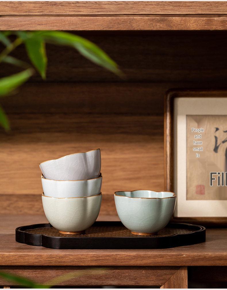 Ru Kiln Large Capacity Ceramic Tea Tasting Cup - Gongfu Tea Set for Home.