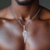 MossanRappr Sparkling Moissanite Iced Out Angel Wing Pendant Gold Plated Trendy Hip Hop Necklace Jewelry Gifts for Men Women