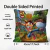 CCrash BandicootT Cartoon Cushion Cover Plush Fabric Soft DoubleSided Printed Sofa Warm Winter Home Child Gift Pillow Case