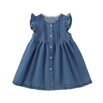 Robe en jean bleue sans manches pour filles de 3 à 10 ans