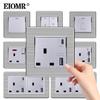 EIOMR UK Standard Power Socket 13A Dual USB Type-c Ports Single Double Wall Outlet Stainless Steel Panel Silver Malta Singapore