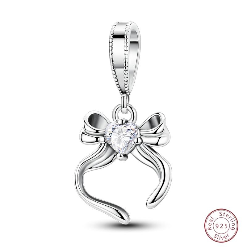 Copper Beaded Pendant Shiny Zirconia Cute Bow Original 3Mm Bracelet Women Fine Jewelry