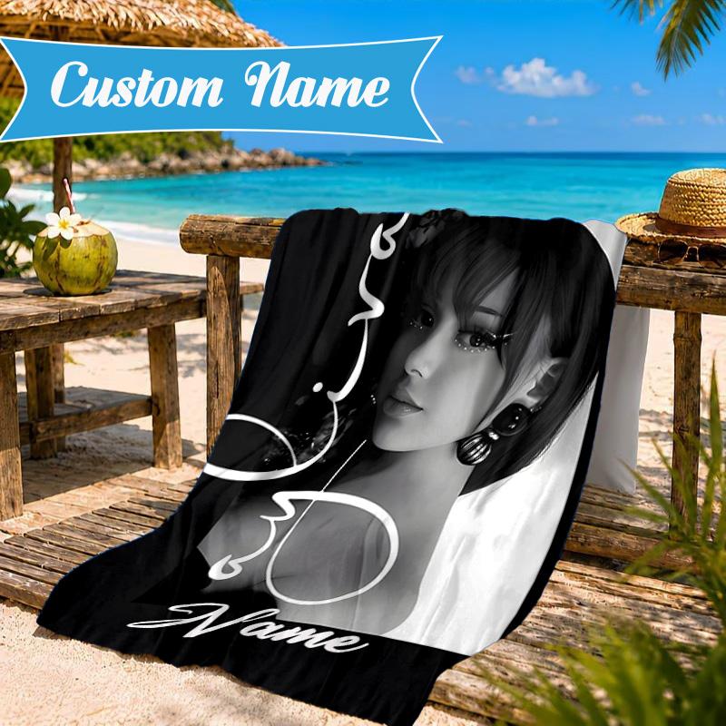 Custom Name Fashionable Ayli-va Heart In Space Adventure Microfiber Beach Towel, Lightweight for Summer Travel, Swimming Pool Fan Gift