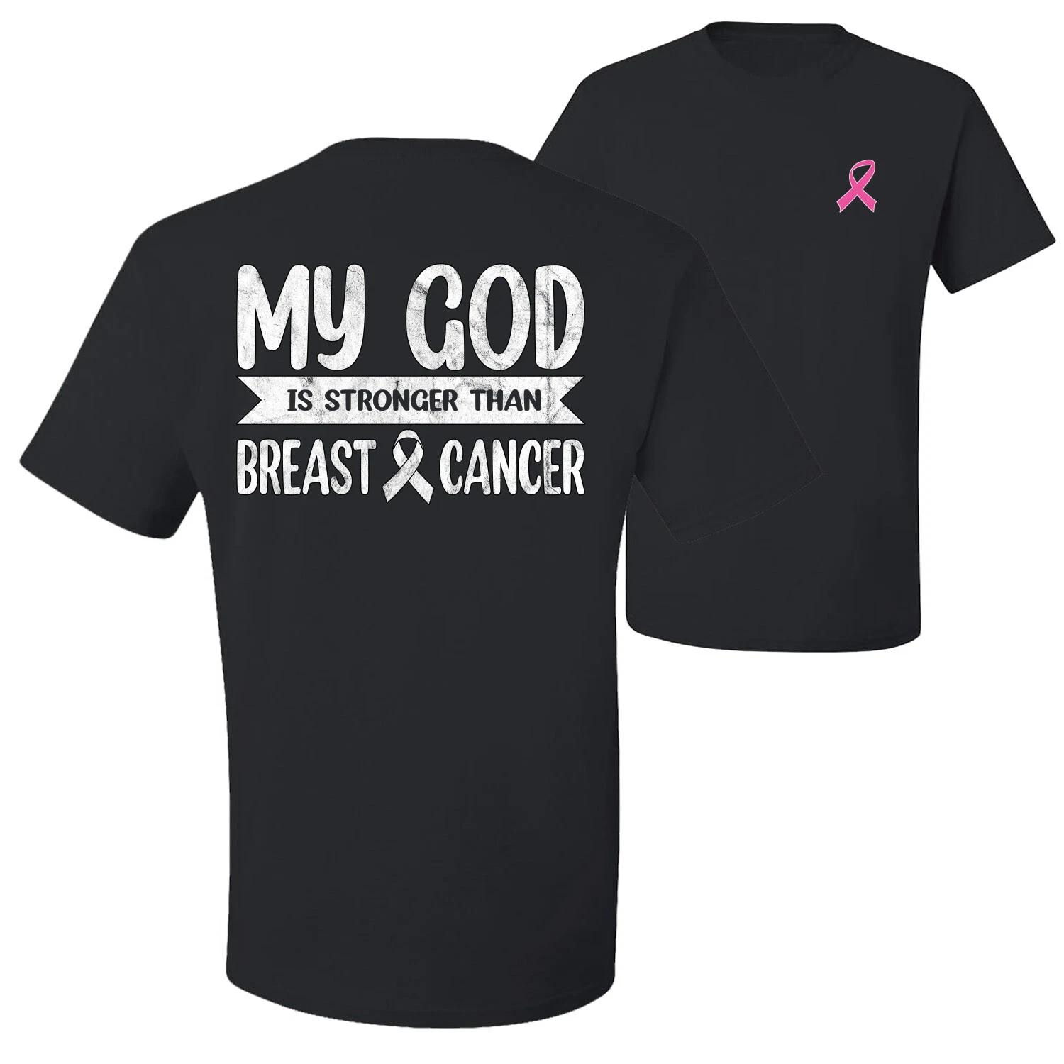 My God Is Stronger Than Breast Cancer White Distressed Front and Back Men T- Shirt 3XL