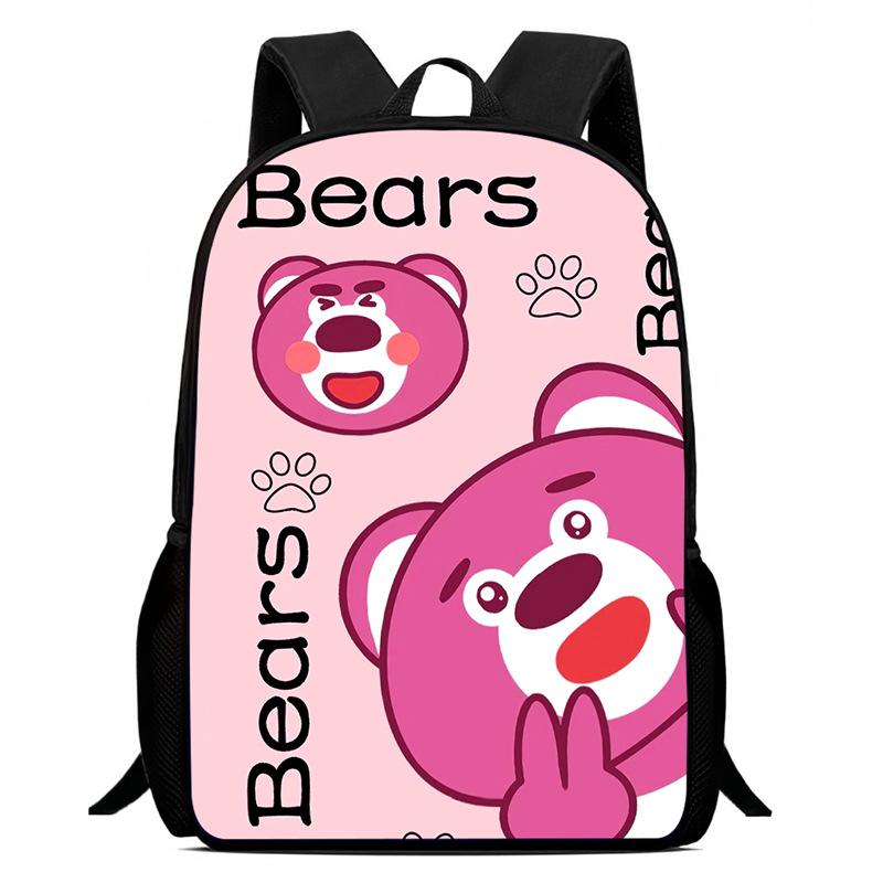 Strawberry Bear School Bag High Definition Printing Multi-Function Oxford Lightweight Backpack