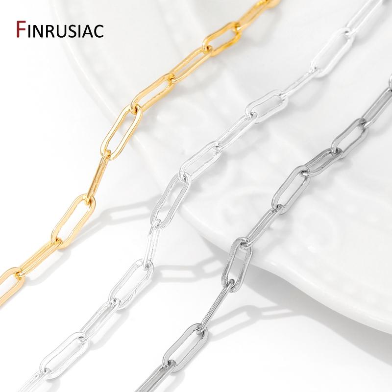 14K Gold Plated Brass Paperclip Link Chain Oval Link Cable Bulk Chain For DIY Jewelry Making Findings Handmade Crafts Components