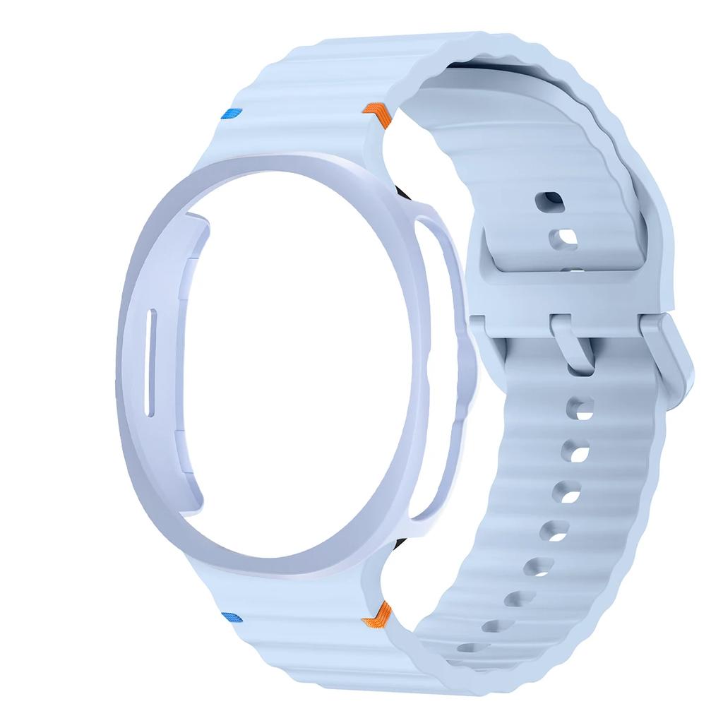 Silicone Strap+PC Case for Samsung Galaxy Watch 8 classic Wave Band Screen Protector Bumper for Galaxy Watch 8 classic 46mm