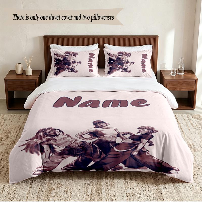 HUNTRIX Personalized Custom Name 3‑Piece Bedding Set Soft Duvet Cover Set For Bedroom Home Decor