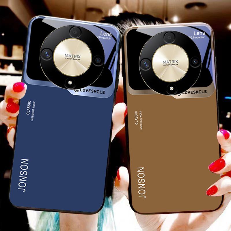 Large Window Green For Honor Magic 6 50 70 90 Lite X7b 200 Pro Nova 10 Nova 5T X6 P30 Pura 70 Ultra Tempered Glass Phone Case