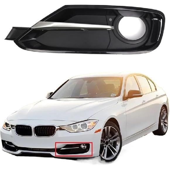 Links Rechts Stoßfänger Nebelscheinwerfer Lampenabdeckung Gitter Gitter mit Chromleiste, Kompatibel mit BMW 3er F30 F31 11-17 51117300737 51117300738(Recht)