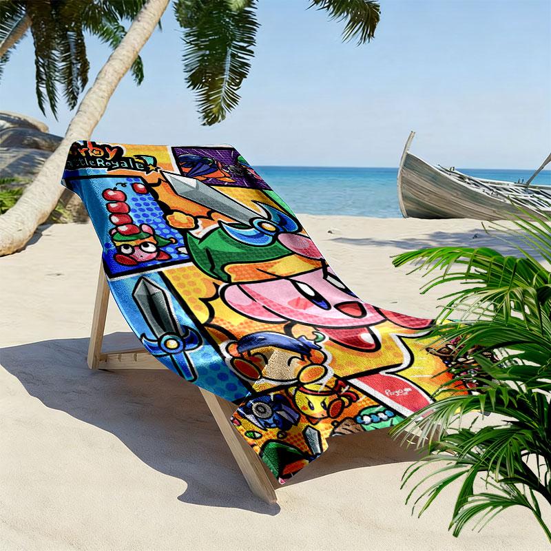 Kirby Print Beach Towel, Large Soft Quick Dry Towel for Beach Camping Swimming