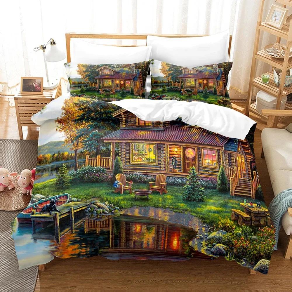 Castle Duvet Cover Set Full Queen Size Medieval Castle Bedding Set Fairy Tale Myth Theme Quilt Cover Comforter Cover Set