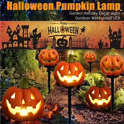 Luz LED Solar Exterior Luz de Calabaza de Halloween Impermeable Lámpara Solar de Césped Iluminación Exterior Lámparas Solares Luces de Jardín