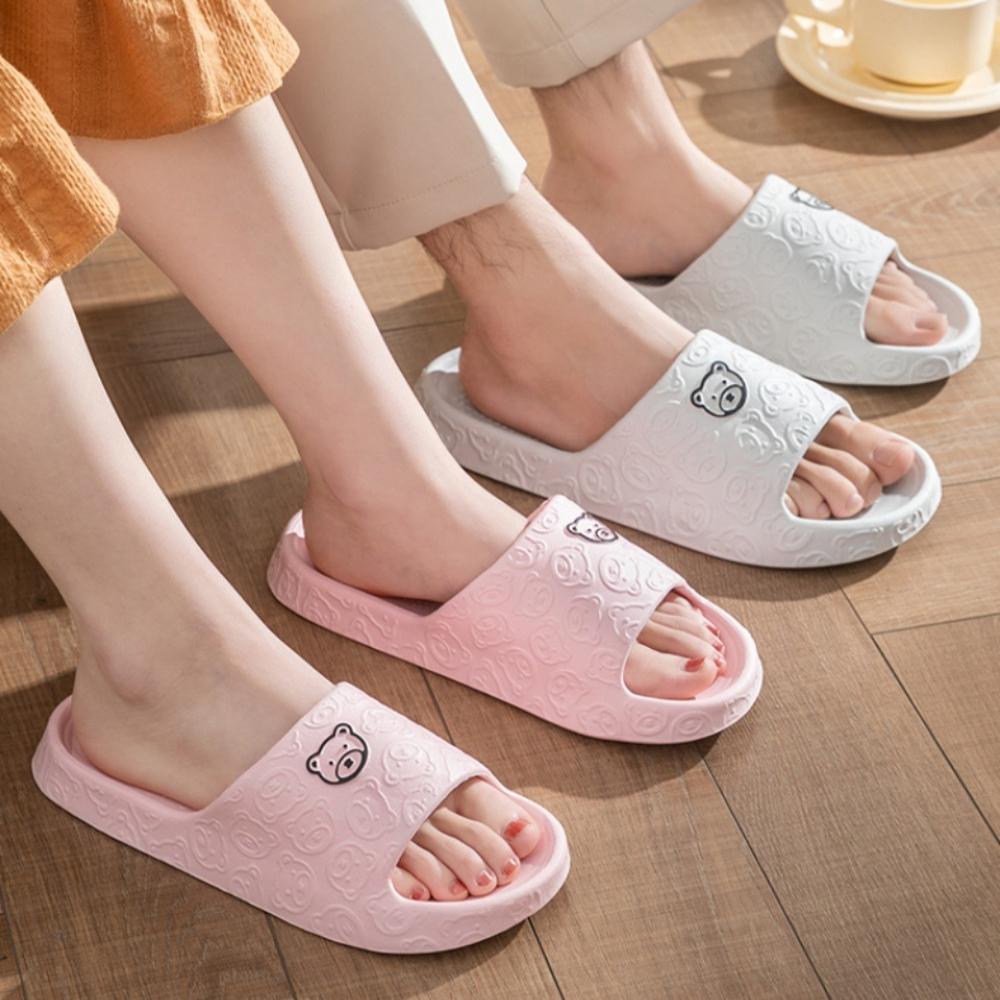 New Fashion Women's Slippers Indoor Soft Sole Cartoon Bear Print Slides Bathroom EVA Indoor Men Summer Outdoor Cool Shoes Couple