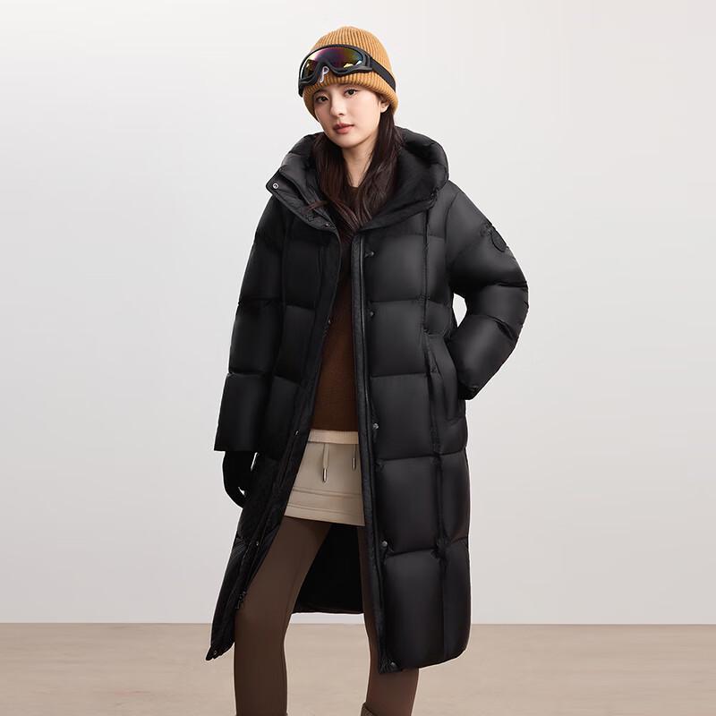 Yalu Damen Kapuzen-Langmantel Winter Daunenmantel Überknie