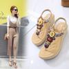 Women's Ethnic Style Bohemian Beaded Slope Sandals Retro Large Size Summer Beach Shoes