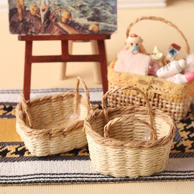1:12 Puppenhaus-Miniatur-Aufbewahrungskörbe für Gemüse und Lebensmittel, gewebter Rahmen, Küchendekoration