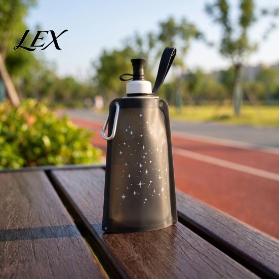 Lightweight Travel Bottle 500ML Collapsible Silicone Water Bottle, Portable Folding Drinking Bag, Pouch with Lanyard for Outdoor Hiking Cycling