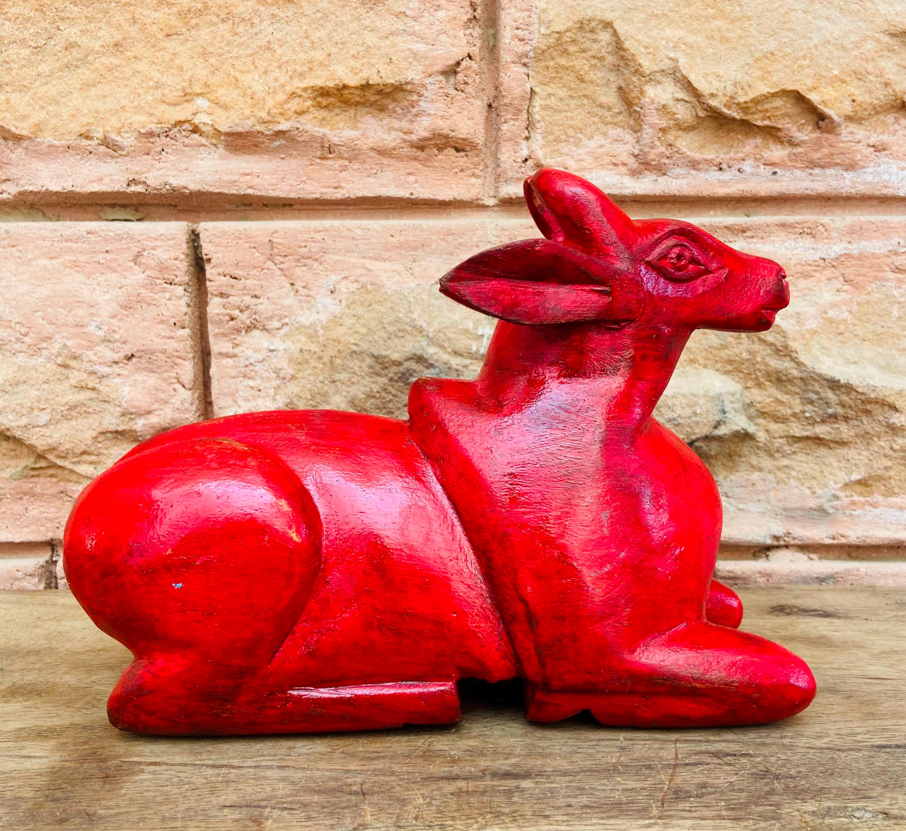 

Hand Painted Red Wooden Cow Figurine: Rustic Farmhouse Decor 16” X 8” X 24” (l x w x h) різнокольоровий