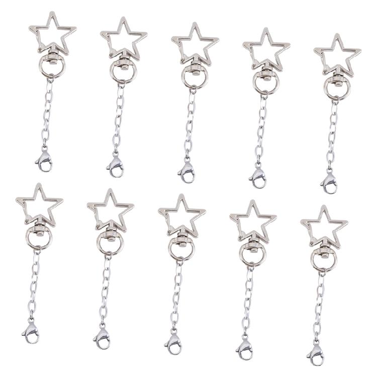 Personalised Metal Star Keychain Chain Accessory Keyring Pendant with Jump Rings For Handmade Craft Enthusiasts