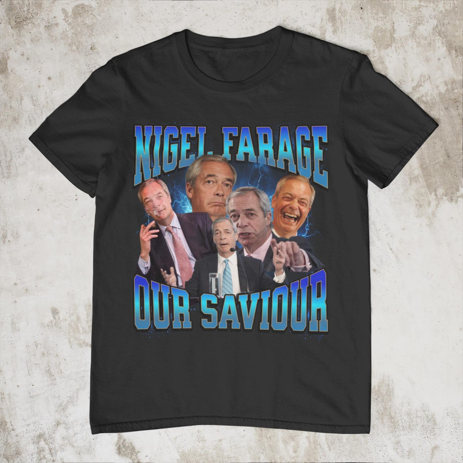 Nigel Farage Meme Shirt “Our Saviour”, Funny Political Meme Tee, UK Politics Shirt, Viral Meme T-Shirt, Gift for Him, British Humor Tee 2XL