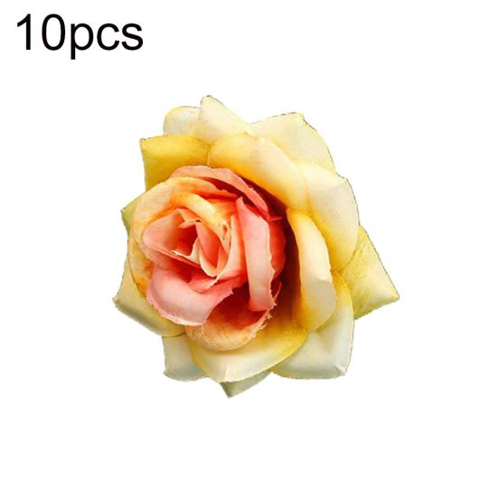 

10шт искусственная роза шелковый цветок голова DIY свадебный рождественский венок ремесло декор розовый/жёлтый