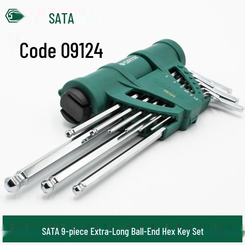 SATA 9-teiliges extra-langes Kugelkopf-Sechskantschlüsselset - Metrisch