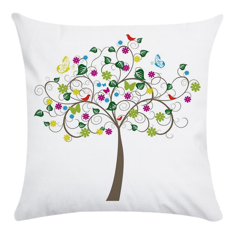 Creative Life Tree Pattern Digital Printing Short Plush Pillow Covers For Car Sofa Office Cushion Cover Home Goods