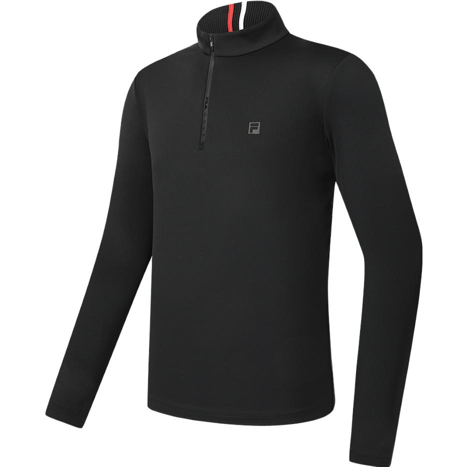 Fila 2023 Winter New Knit Long Sleeve Golf Sports Stand Collar Top Men Tops Deep-Black A11M345205F-BK
