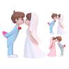 1 Pair Miniature Wedding Cake Toppers Mini Bride Groom Figurine Romantic Kissing Couple Resin Statue for Anniversaries Engagement Party Bridal Shower