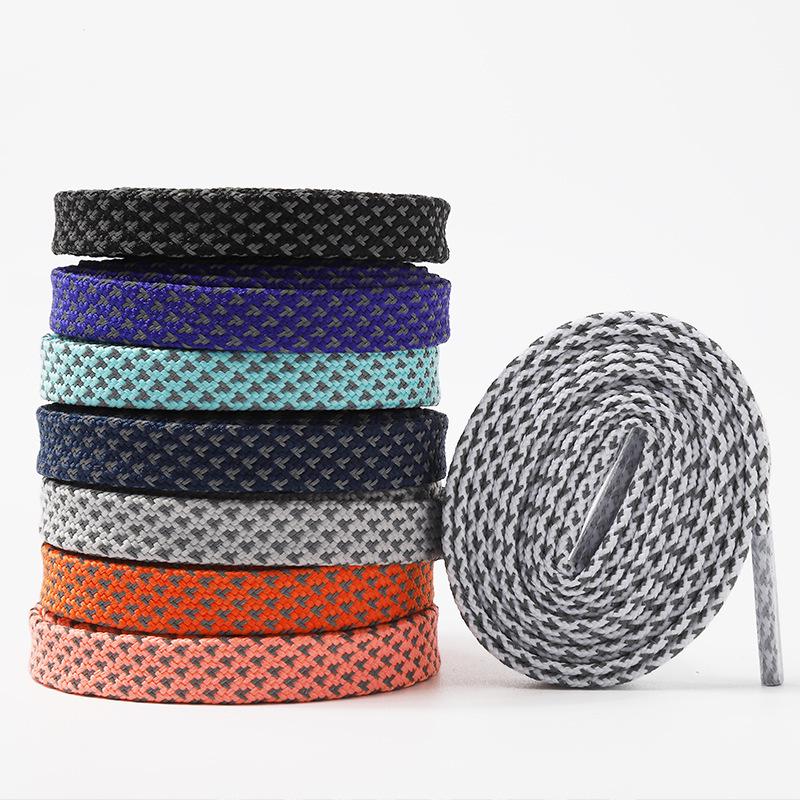 High-Brightness Reflective Double-Layer Polyester Shoelaces for Canvas, Skate, and High-Top Shoes