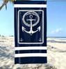 Couple Navy Blue Beach Towel with Anchor Is Your Ultimate Beach Must-have Suitable for Towels Bath Towels, Beach Towels