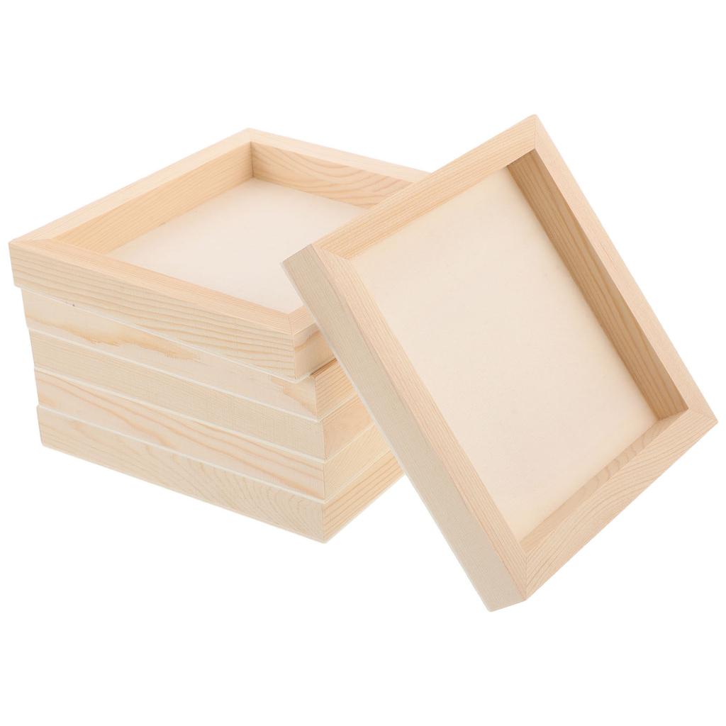 6 Pcs Unfinished Wood Canvas Panel 6x6 Inch Wood Board Small Painting Canvas Frames for DIY Art Projects Acrylics Oil Painting
